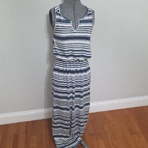 Sonoma Blue and White Sleeveless Maxi Sundress